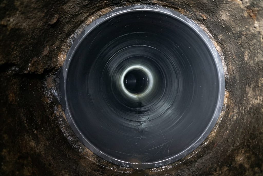 Smooth cured-in-place pipe liner inside a sewer line