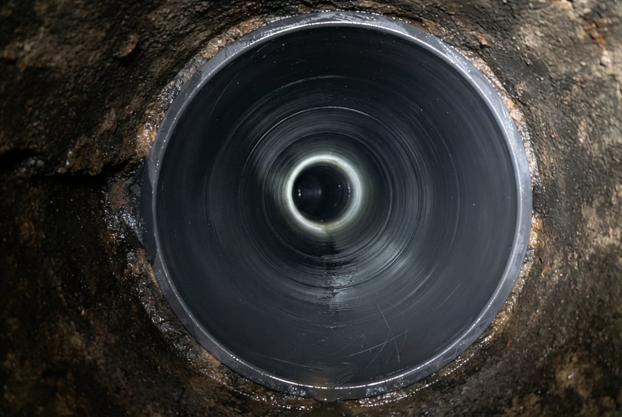 Smooth cured-in-place pipe liner inside a sewer line