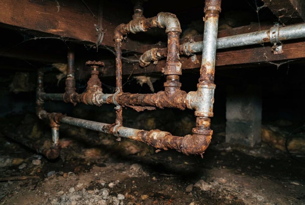 Corroded galvanized steel supply piping