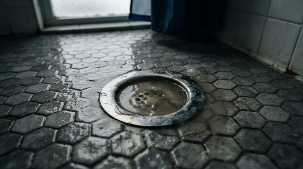 Slow-draining floor drain, an early sign of sewer line failure