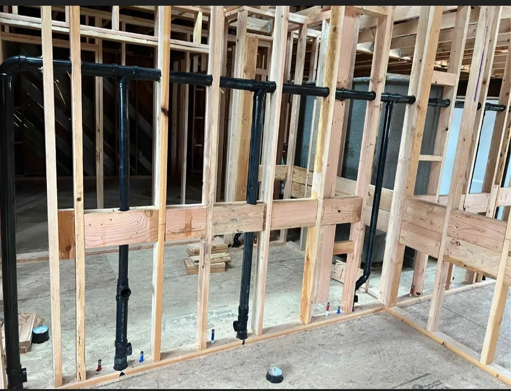 Drain rough-in inside a framed wall