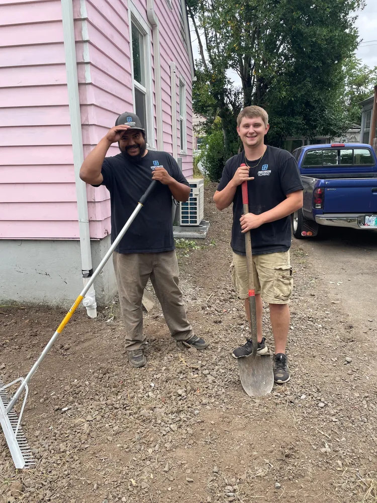 Crew with shovels on a residential dig