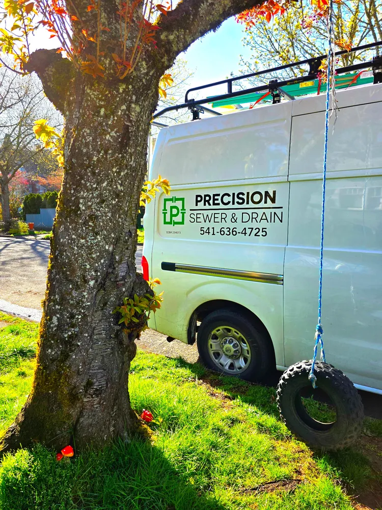 Outdoor water service work at a home